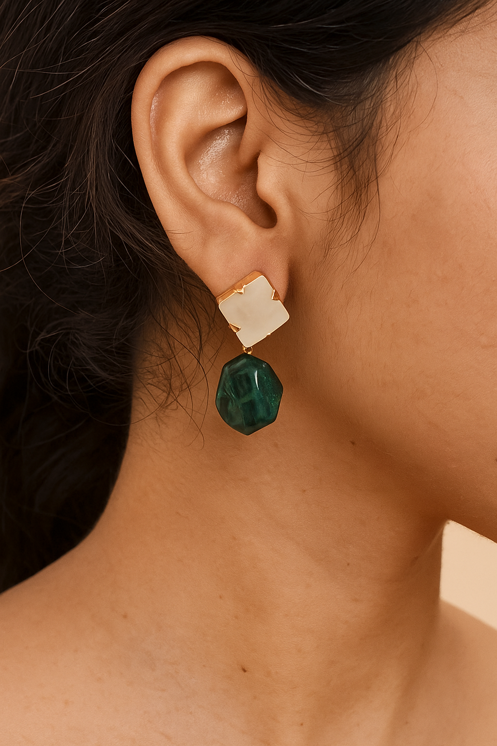 Dual-stone drop earrings